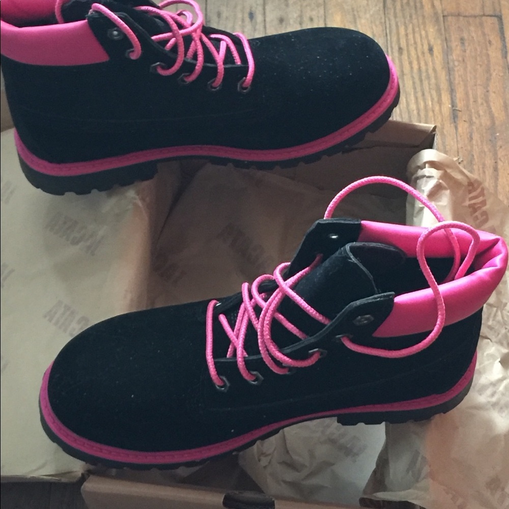 Fuchsia And Black Boots